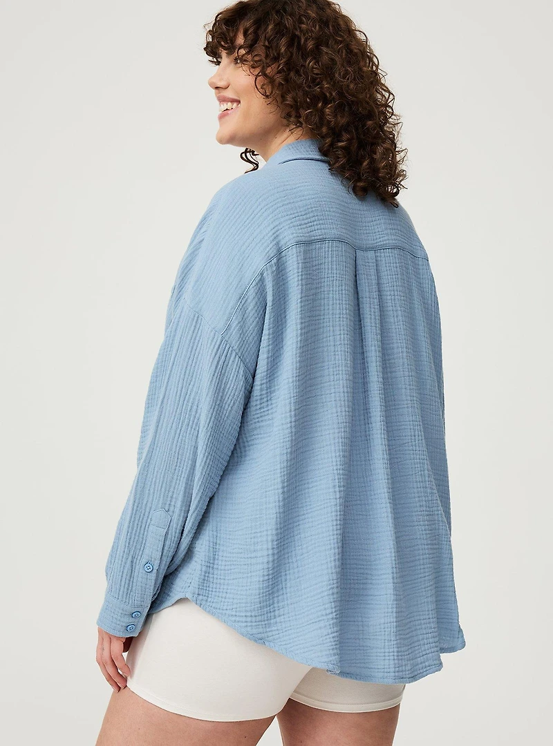 Cotton Gauze Drop Shoulder Shirt