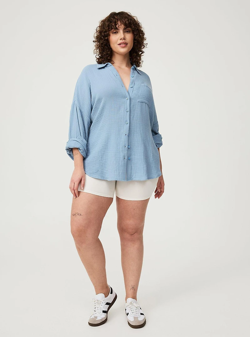 Cotton Gauze Drop Shoulder Shirt
