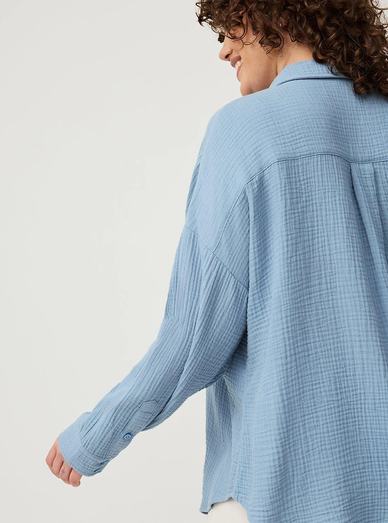 Cotton Gauze Drop Shoulder Shirt