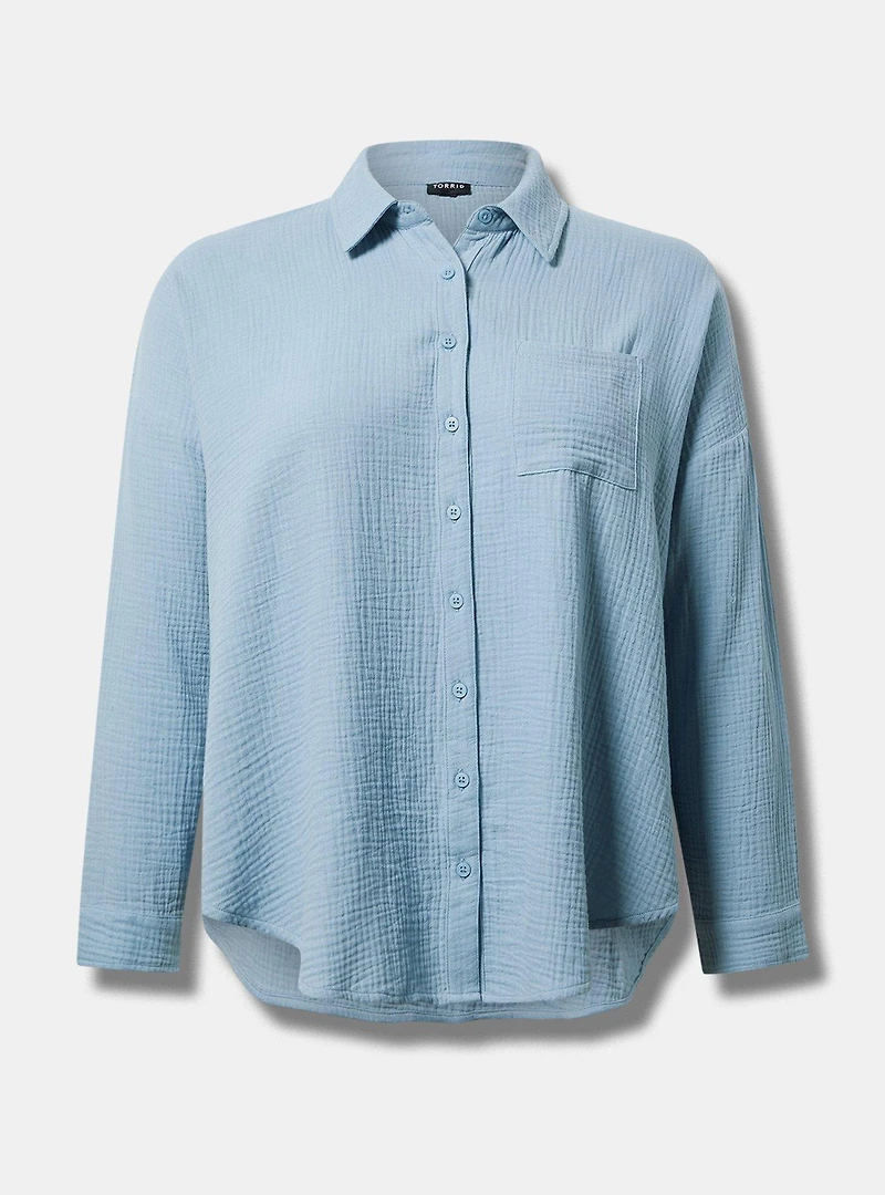 Cotton Gauze Drop Shoulder Shirt