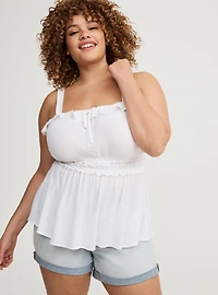 Babydoll Smocked Sleeveless Top