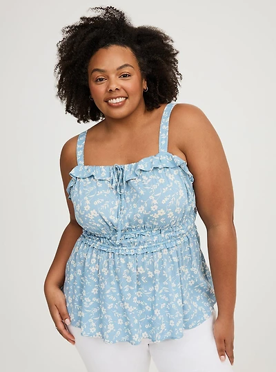 Babydoll Smocked Sleeveless Top