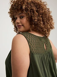 Lace Yoke Smocked Top