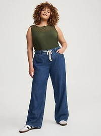 Lace Yoke Smocked Top