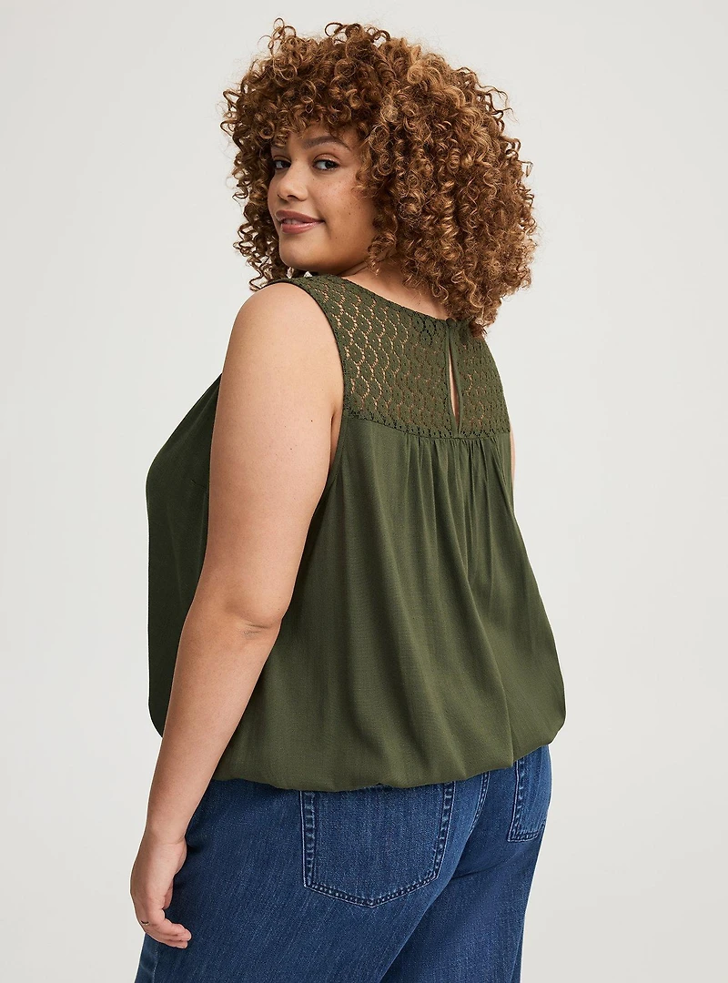 Lace Yoke Smocked Top