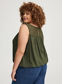 Lace Yoke Smocked Top