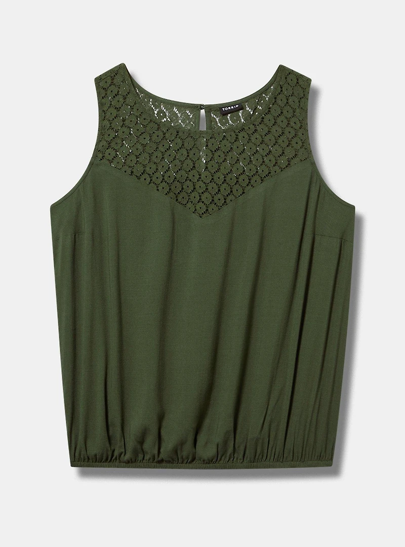 Lace Yoke Smocked Top