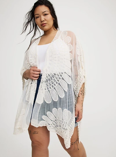 Embroidered Statement Ruana