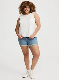 High Neck Lace Trim Top