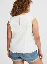 High Neck Lace Trim Top