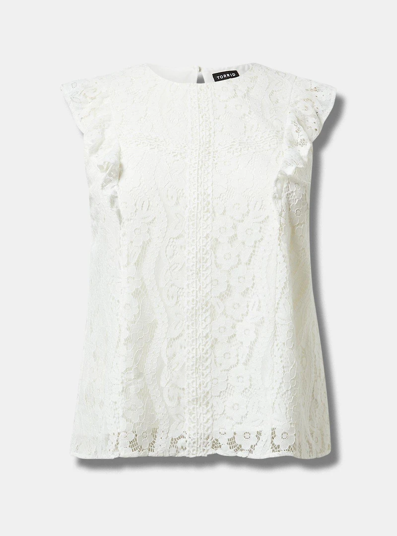 High Neck Lace Trim Top