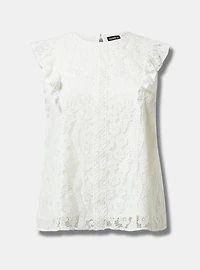 High Neck Lace Trim Top