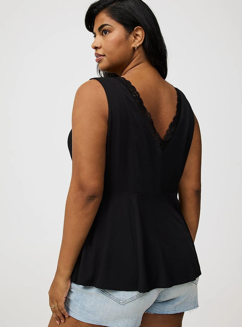 Stretch Challis Button Front Top
