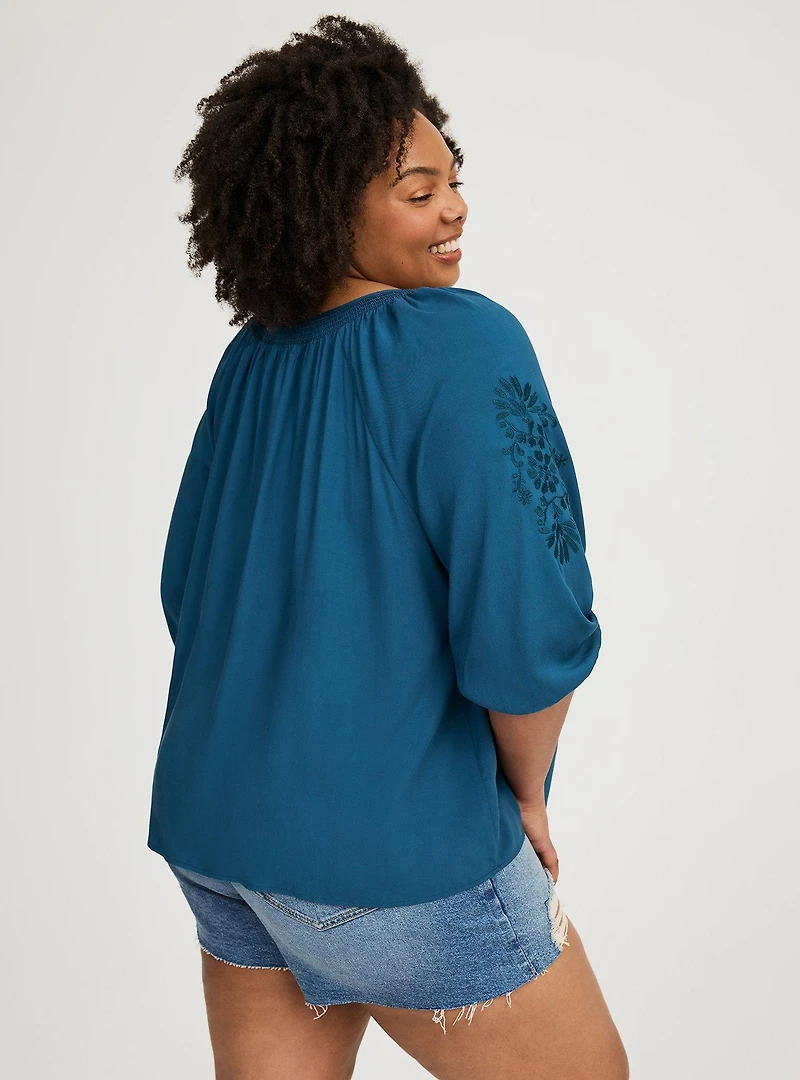 Challis Raglan 3/4 Sleeve Blouse