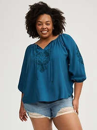 Challis Raglan 3/4 Sleeve Blouse