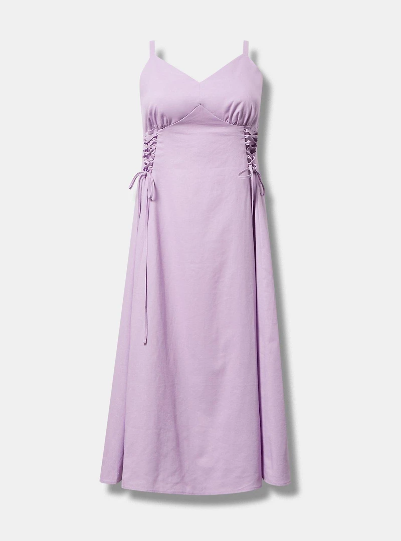 Lace-Up Tea Length Dress