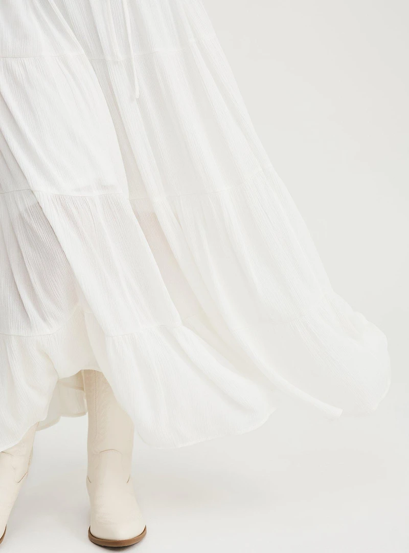Shirred Tiered Maxi Skirt