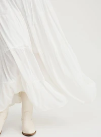 Shirred Tiered Maxi Skirt