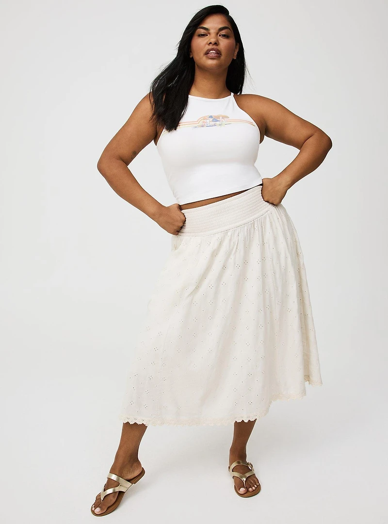 Smocked Tea Length Skirt