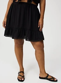 Tiered Lace Trim Mini Skirt