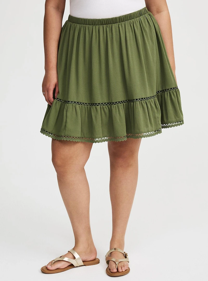 Tiered Lace Trim Mini Skirt