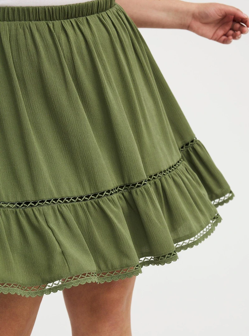 Tiered Lace Trim Mini Skirt