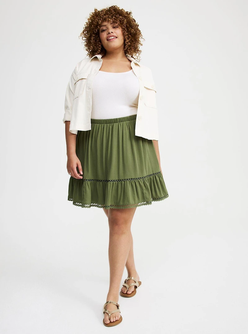 Tiered Lace Trim Mini Skirt