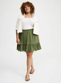 Tiered Lace Trim Mini Skirt