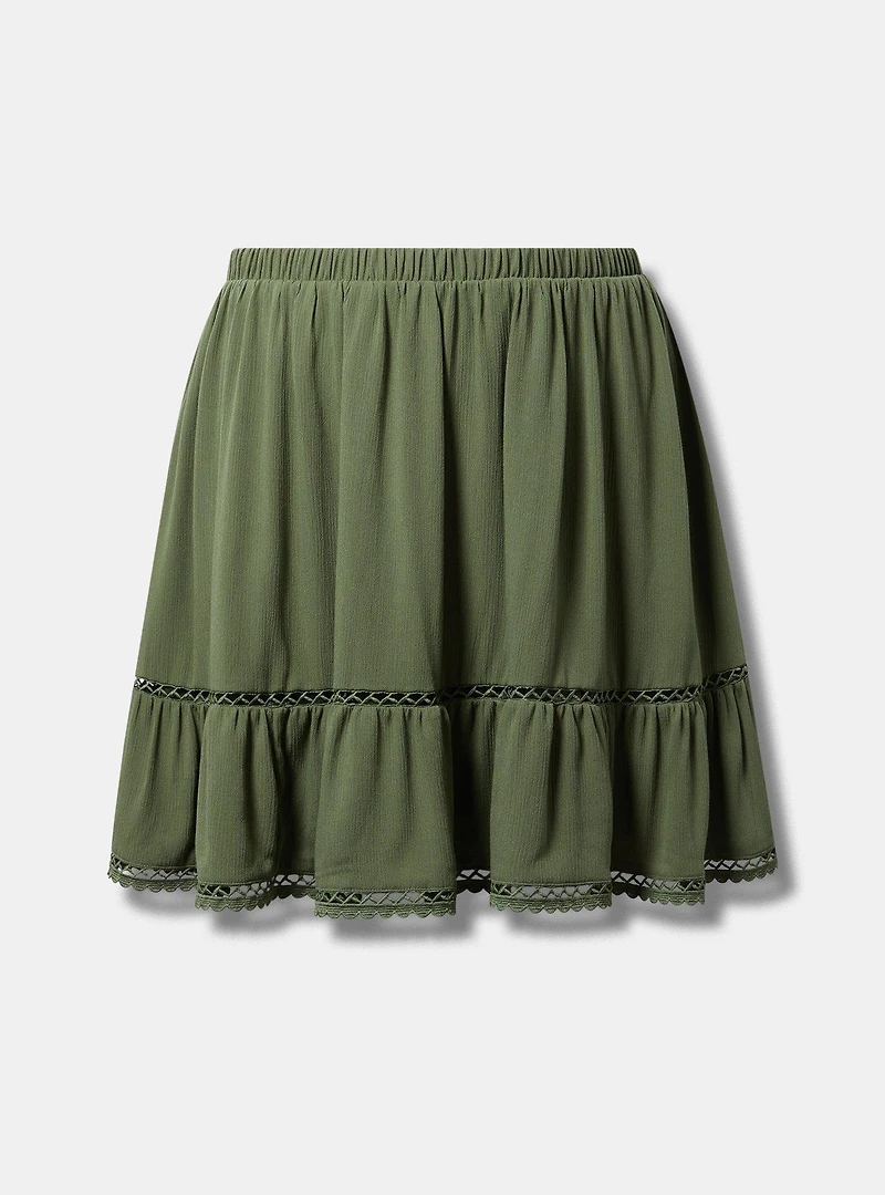Tiered Lace Trim Mini Skirt