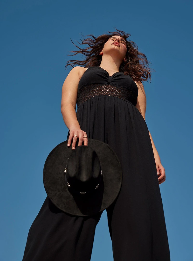 Festi Halter Jumpsuit with Lace Detail