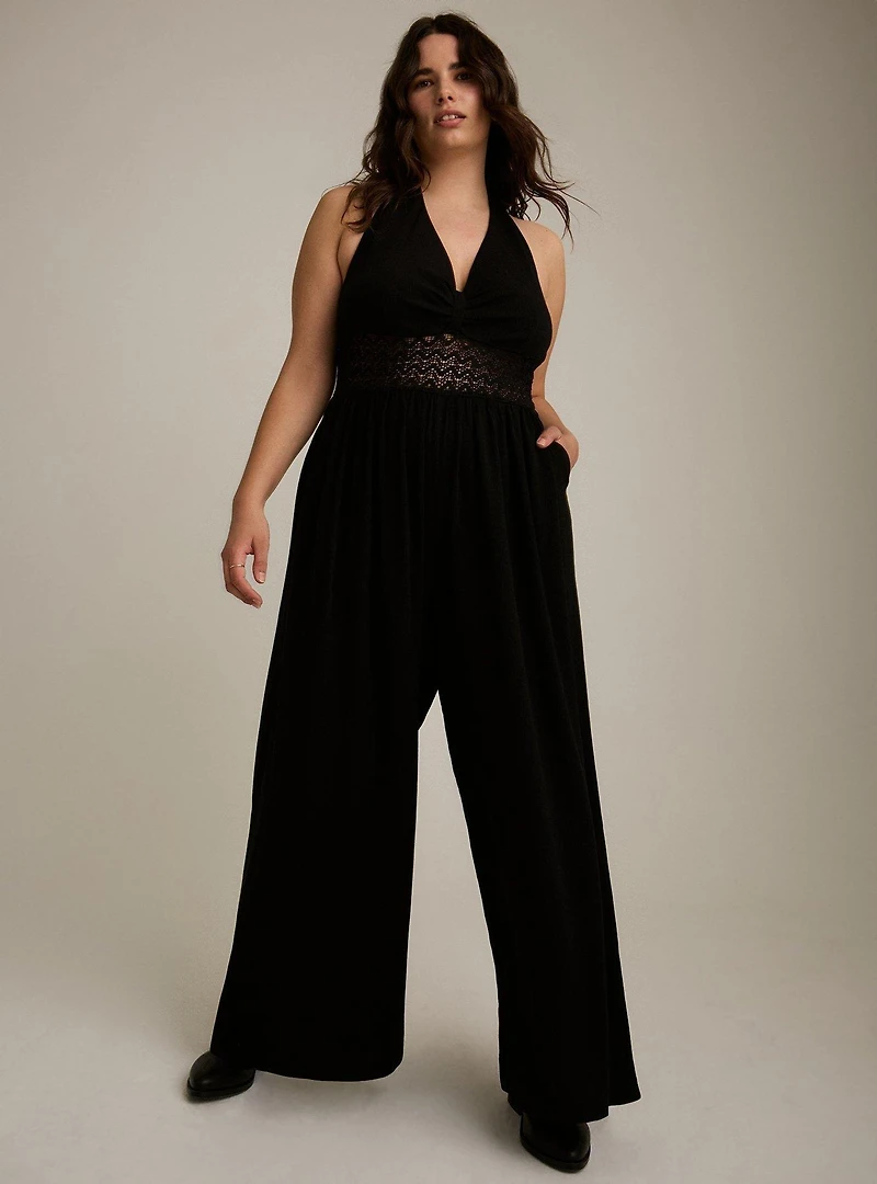 Festi Halter Jumpsuit with Lace Detail