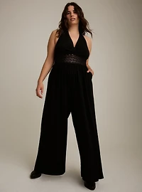 Festi Halter Jumpsuit with Lace Detail