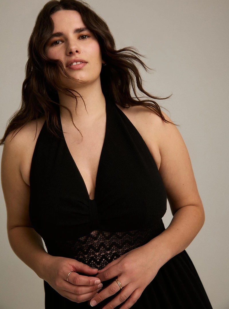 Festi Halter Jumpsuit with Lace Detail