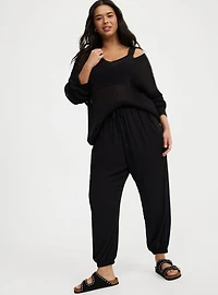 Open Stitch V-Neck Pullover