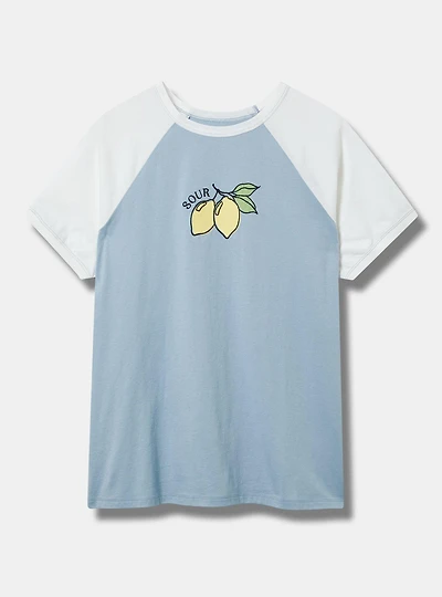 Sour Lemons Classic Cotton Raglan Embroidered Tee