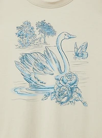 Swan Toile Oversized Heritage Jersey Crew Tunic Tee