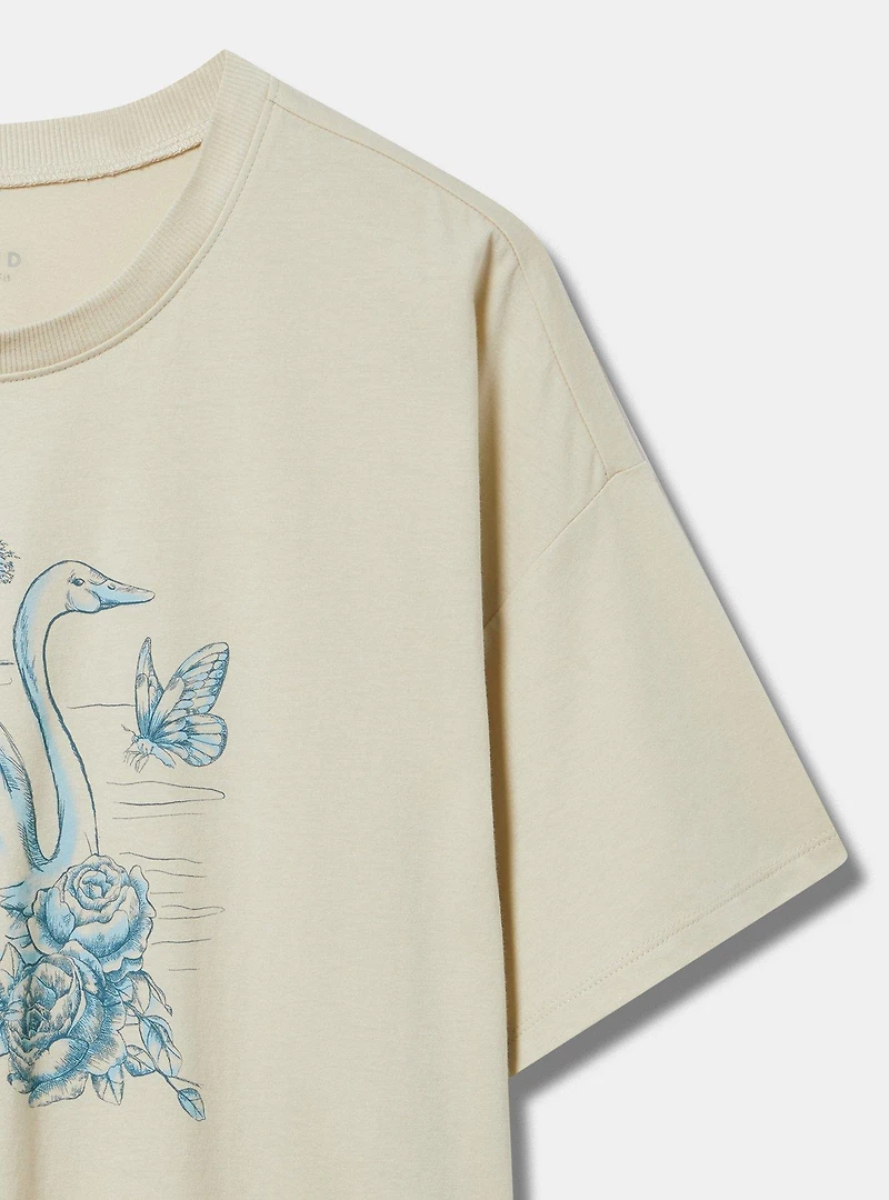 Swan Toile Oversized Heritage Jersey Crew Tunic Tee