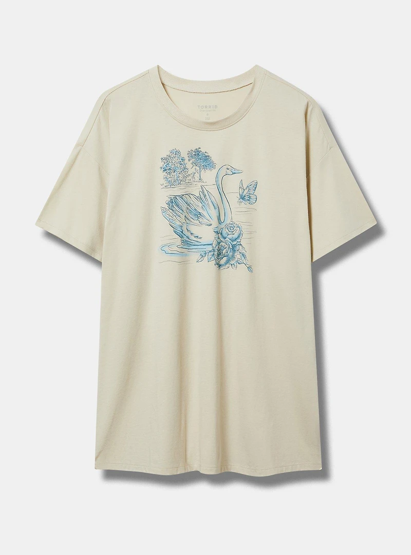 Swan Toile Oversized Heritage Jersey Crew Tunic Tee