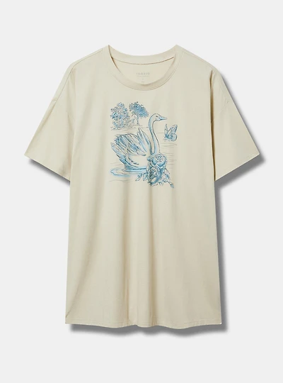 Swan Toile Oversized Heritage Jersey Crew Tunic Tee