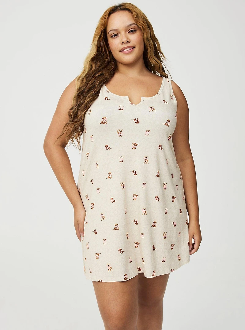 Notch Neck Jersey Sleep Chemise