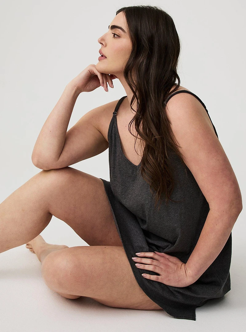 Lightweight Cotton Jersey V Back Sleep Gown