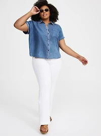 Drop Shoulder Crop Shirt