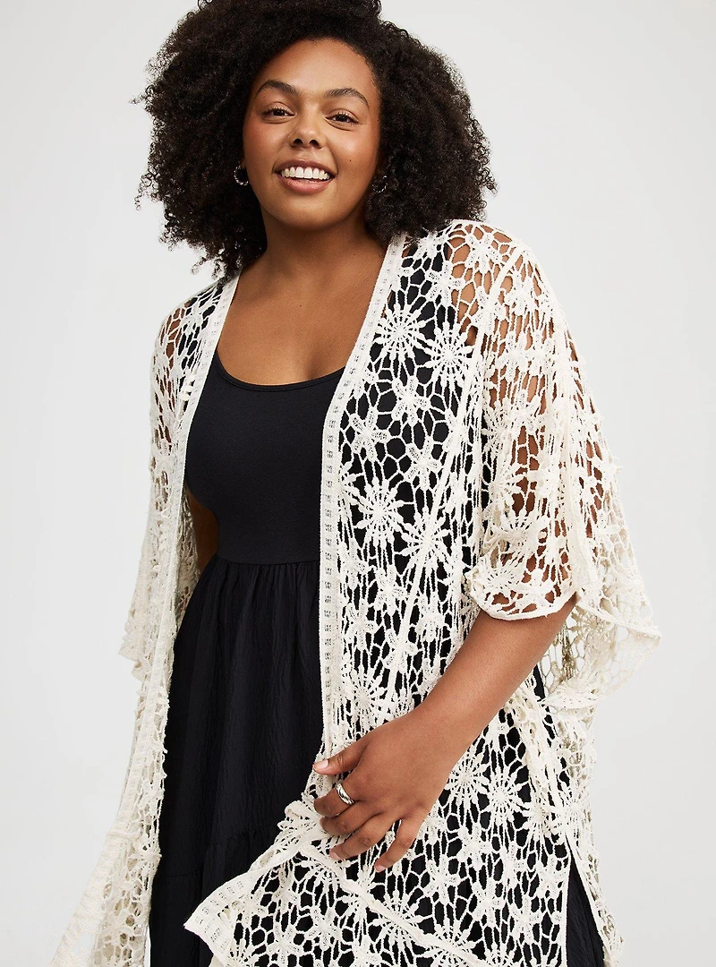 Floral Crochet Ruana