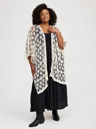 Floral Crochet Ruana