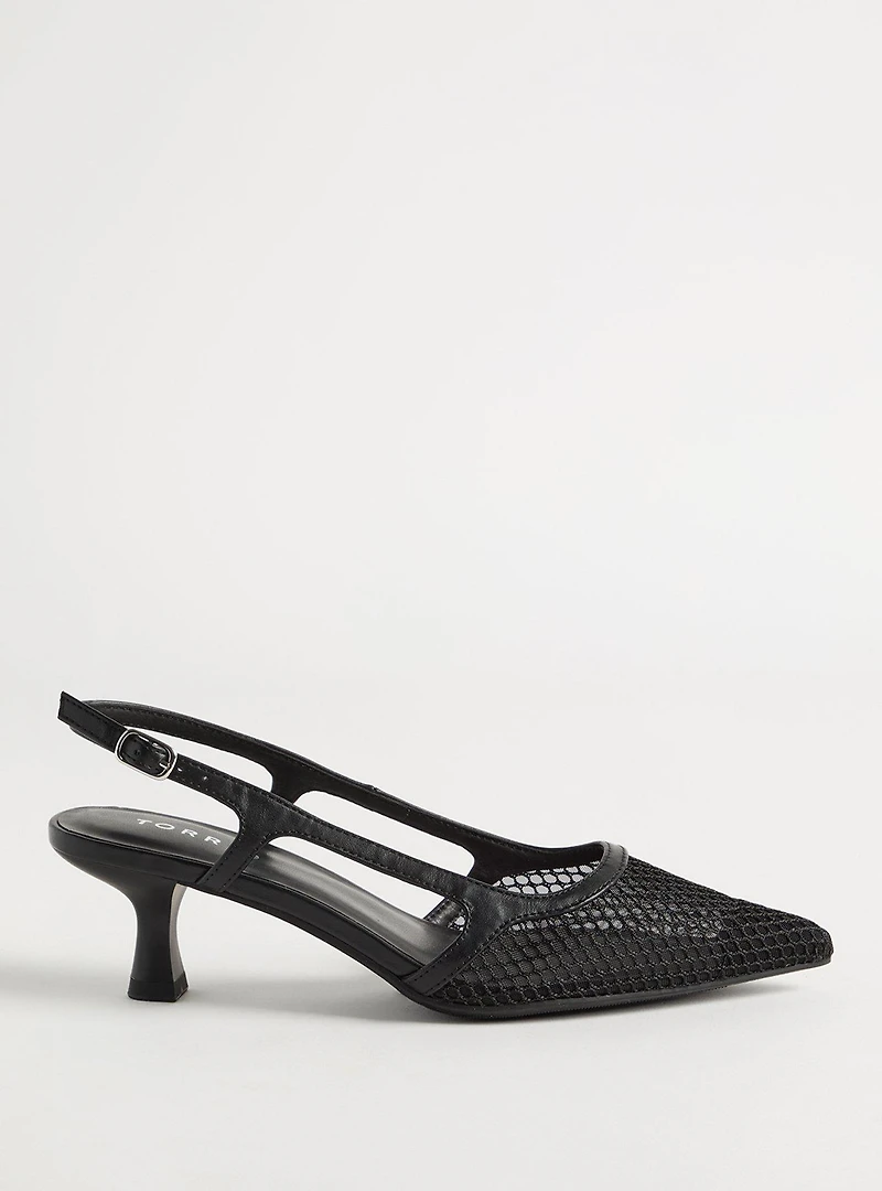 Fishnet Slingback Kitten Heel (M)