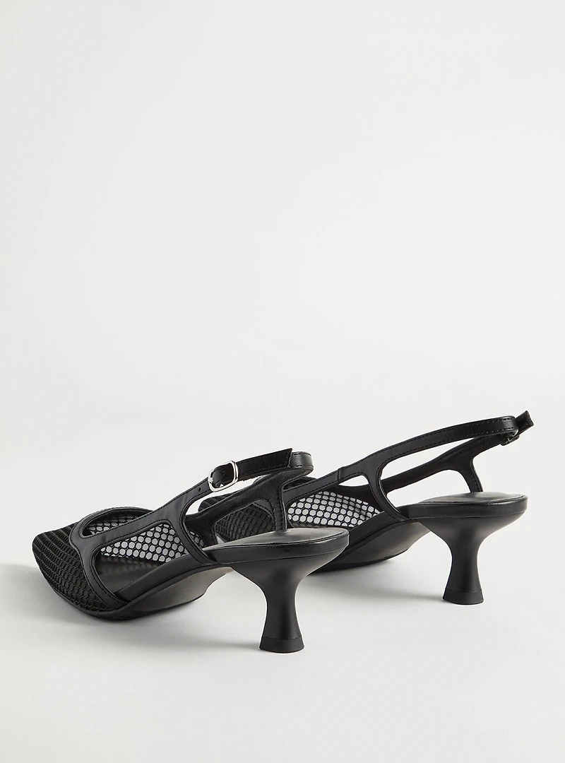 Fishnet Slingback Kitten Heel (M)