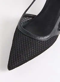 Fishnet Slingback Kitten Heel (M)