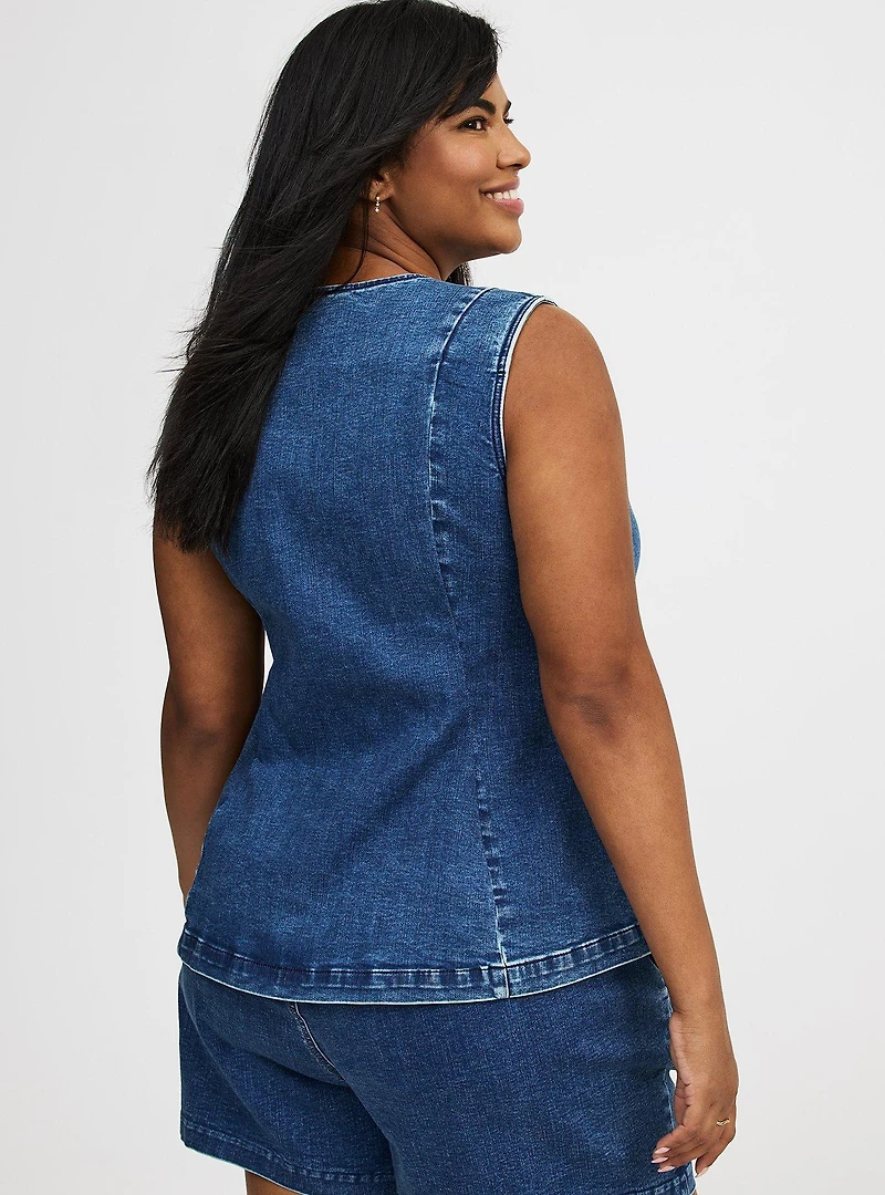 Studio High Neck Denim Vest