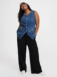 Studio High Neck Denim Vest