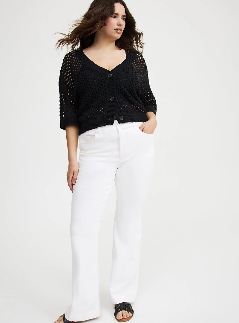 Short Sleeve Open Stitch Cardigan
